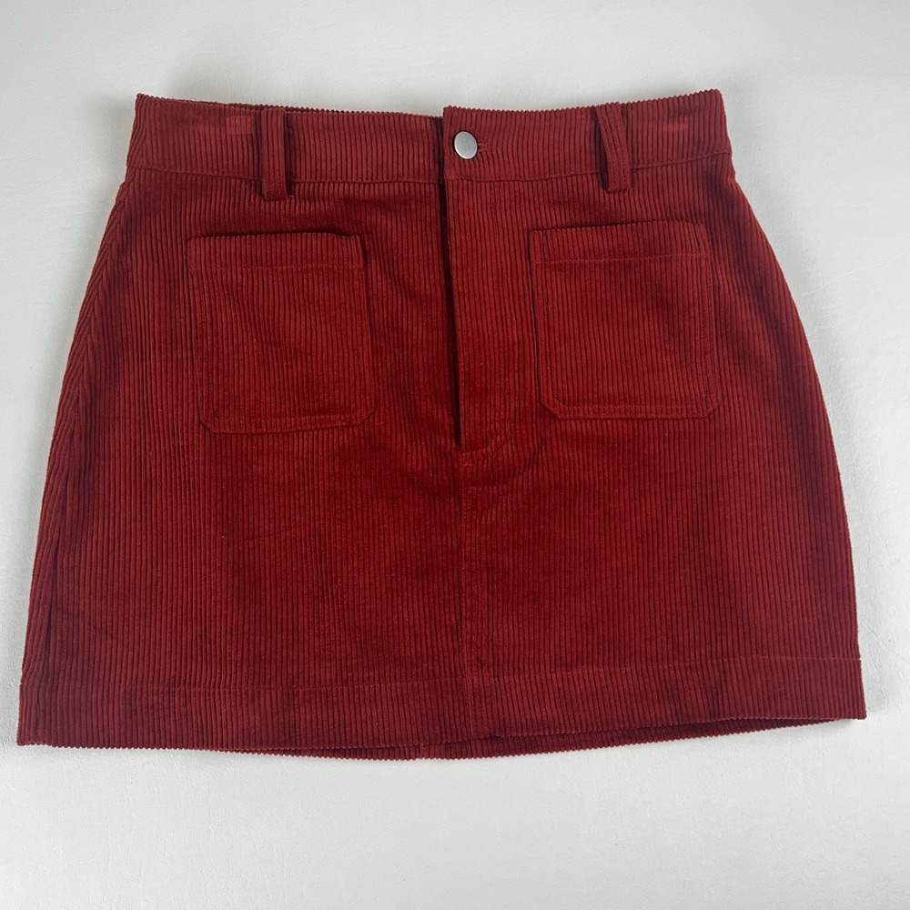 Double Zero Cordurory Red Womens Skirt Size Small Striped Zipper And Pockets